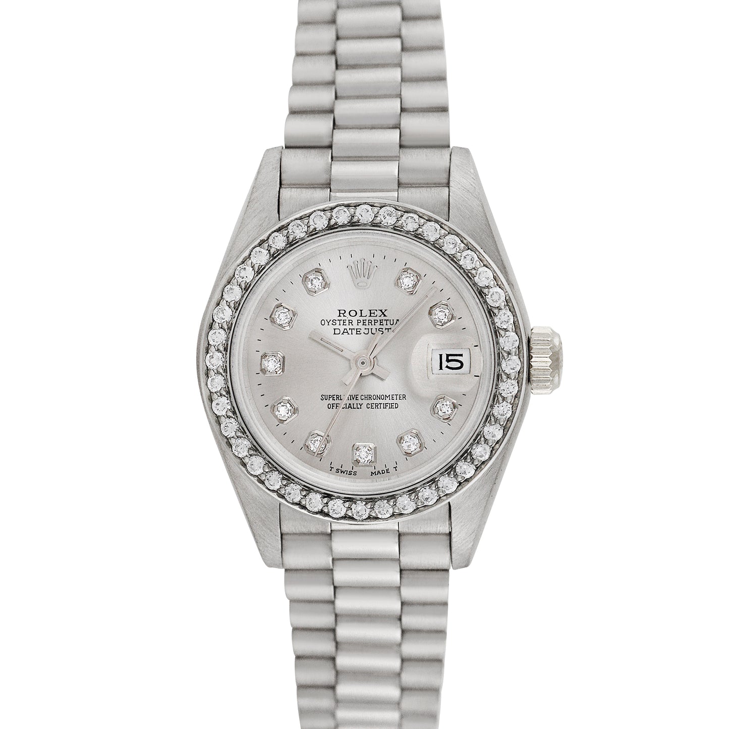 Rolex Womens 18K White Gold President 26mm