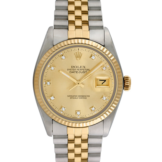 Rolex Men's Two-tone Datejust with Factory Diamonds 36mm