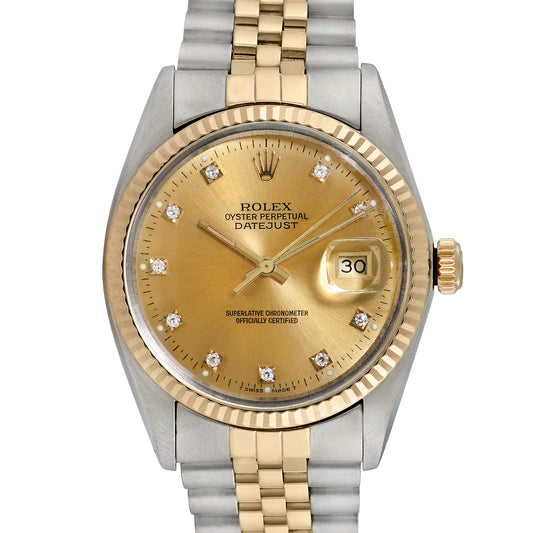 Rolex Men's Two-tone Datejust with Factory Diamonds 36mm