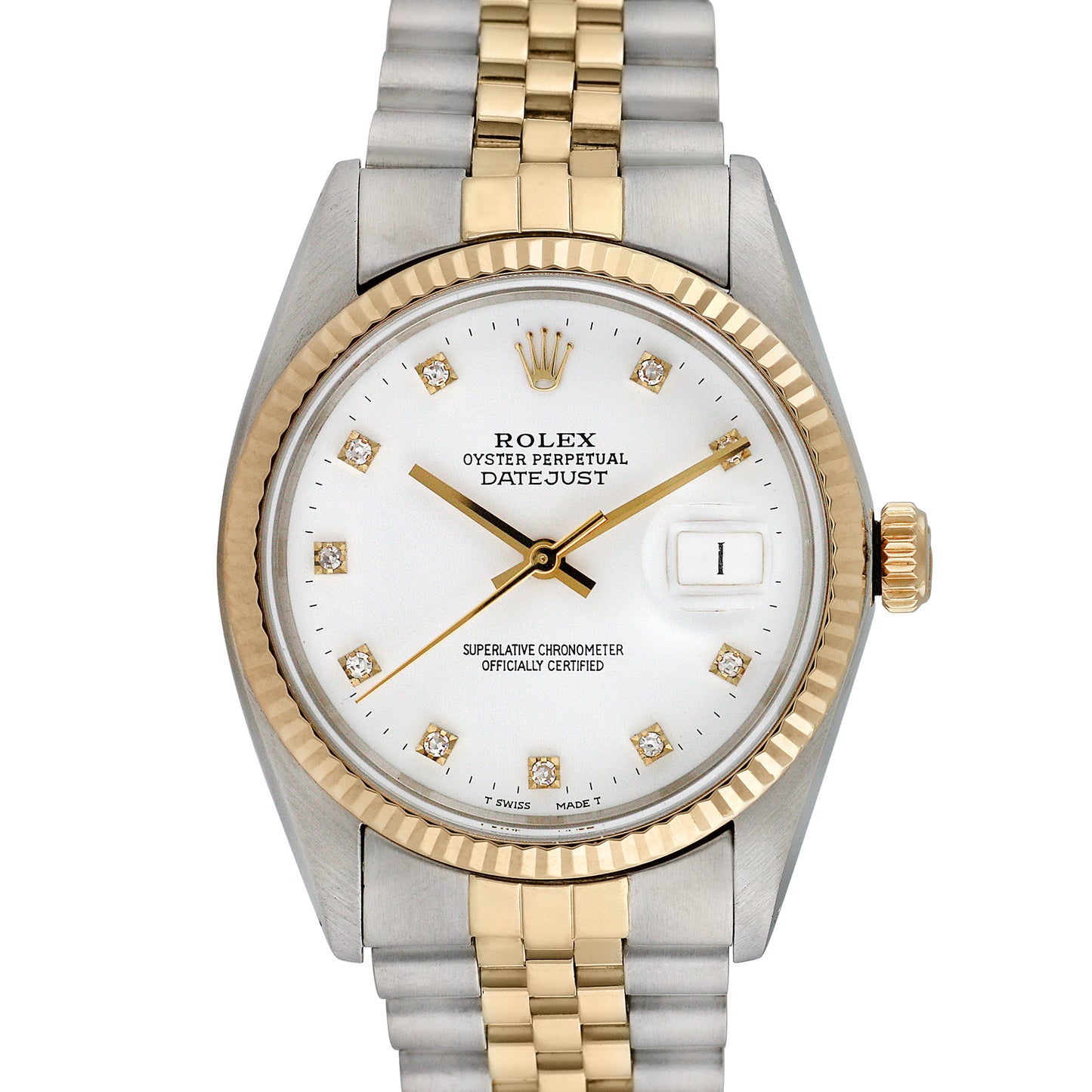 Rolex Men's Two-tone Datejust with Factory Diamonds 36mm