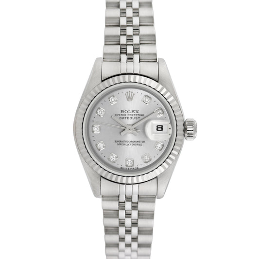 Rolex Womens Stainless Steel Datejust with factory diamonds 26mm