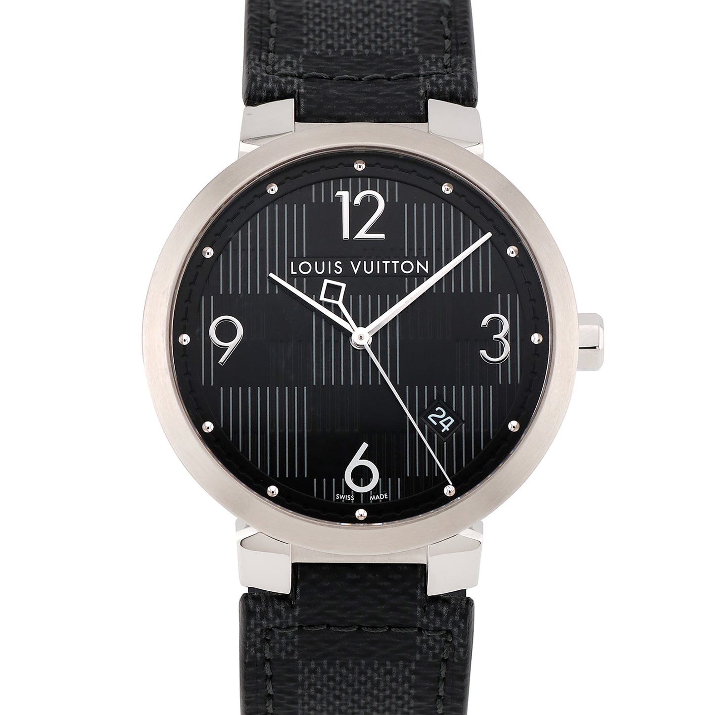 Louis Vuitton Mens Tambour Damier Graphite 39mm