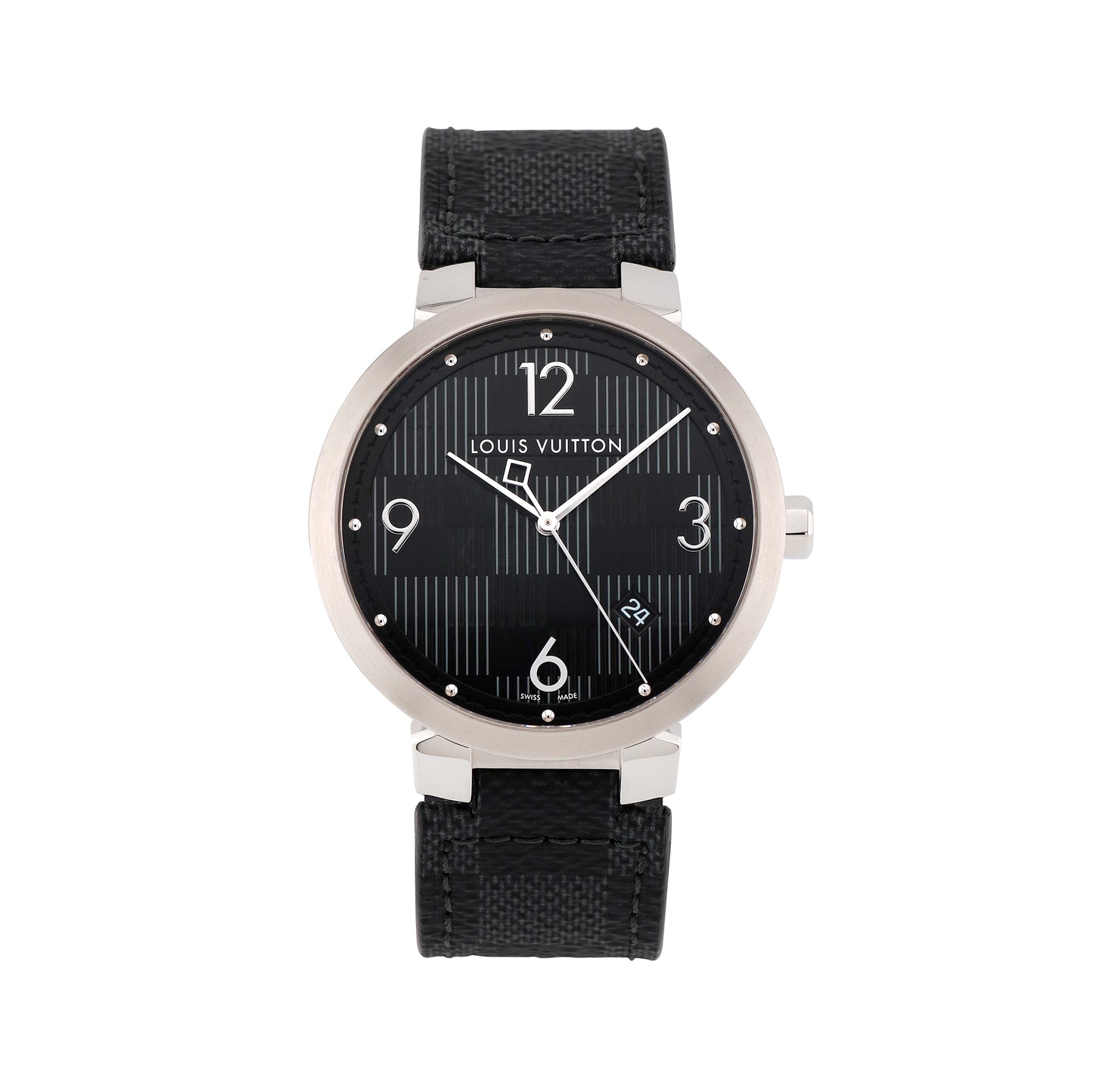 Louis Vuitton Mens Tambour Damier Graphite 39mm